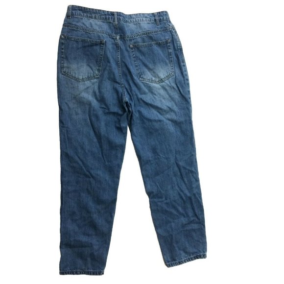 Forever 21 Womens Jeans Size L 30x26 High Rise Distressed Straight Leg Med. Wash - Picture 5 of 6